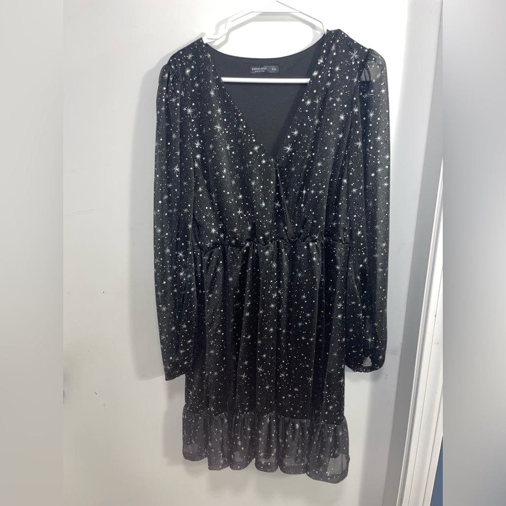 SHEIN Silver Starry V-Neck Sundress